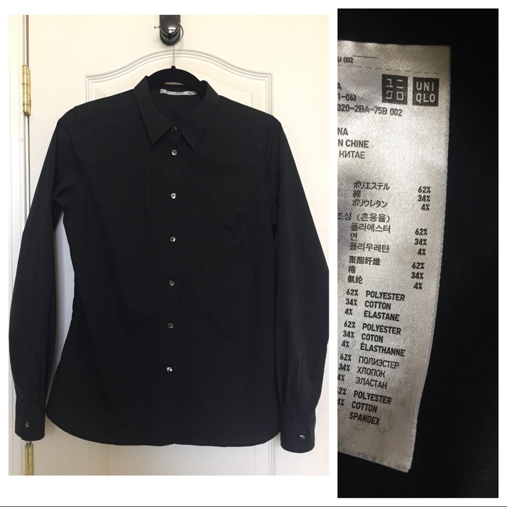 Uniqlo Black Button Down Blouse